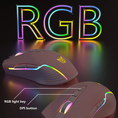 Onikuma 6400 DPI Wireless Gaming Mouse Breathing LED Optical USB 7 Buttons Pink Esport Gamer Computer Mice for Laptop PC CW905