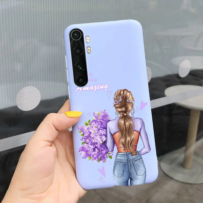 Case For Xiaomi Mi Note 10 Lite Back Cover Protective TPU Silicone Funda Fashion Flower Coque For Xiaomi Note 10 Lite Capa 6.47"