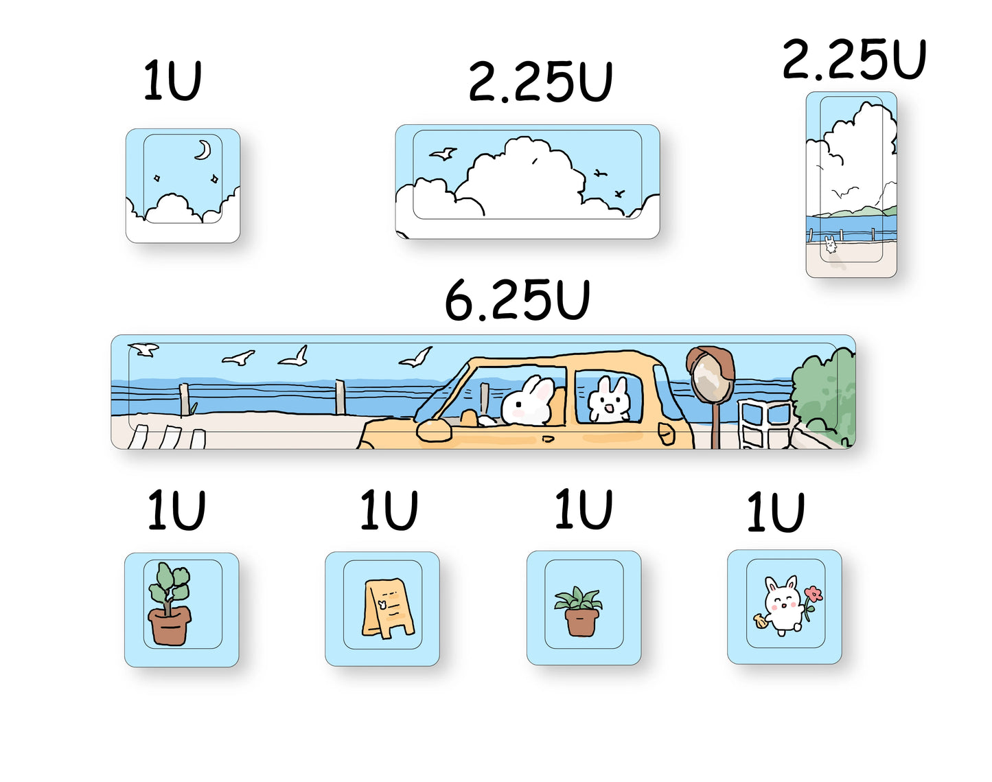 DIY Keycap PBT Enter 6.25U Space Bar Keycap 5 Sides Dye-Subbed Keycap for Mechanical Keyboard Cherry Profile (8Pcs)