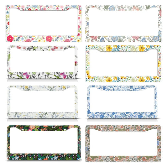 License Plate Frame Boho Flowers Floral License Plate Frames Decorative Metal Personalize Front Car Tag Frames Aluminum License