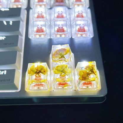 DIY Dry Flower Mechanical Keyboard Key Caps