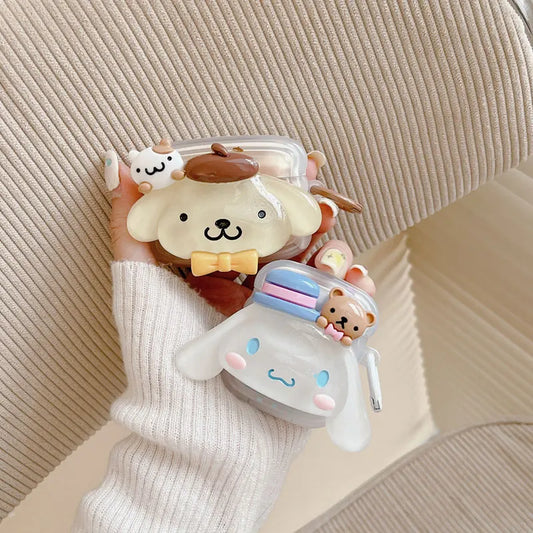 Sanrio Bluetooth Earphone Case For Airpods Pro 1 2 3 Luminous 3D Cinnamoroll My Melody Doll Earphone Accessories Air Pod Cover