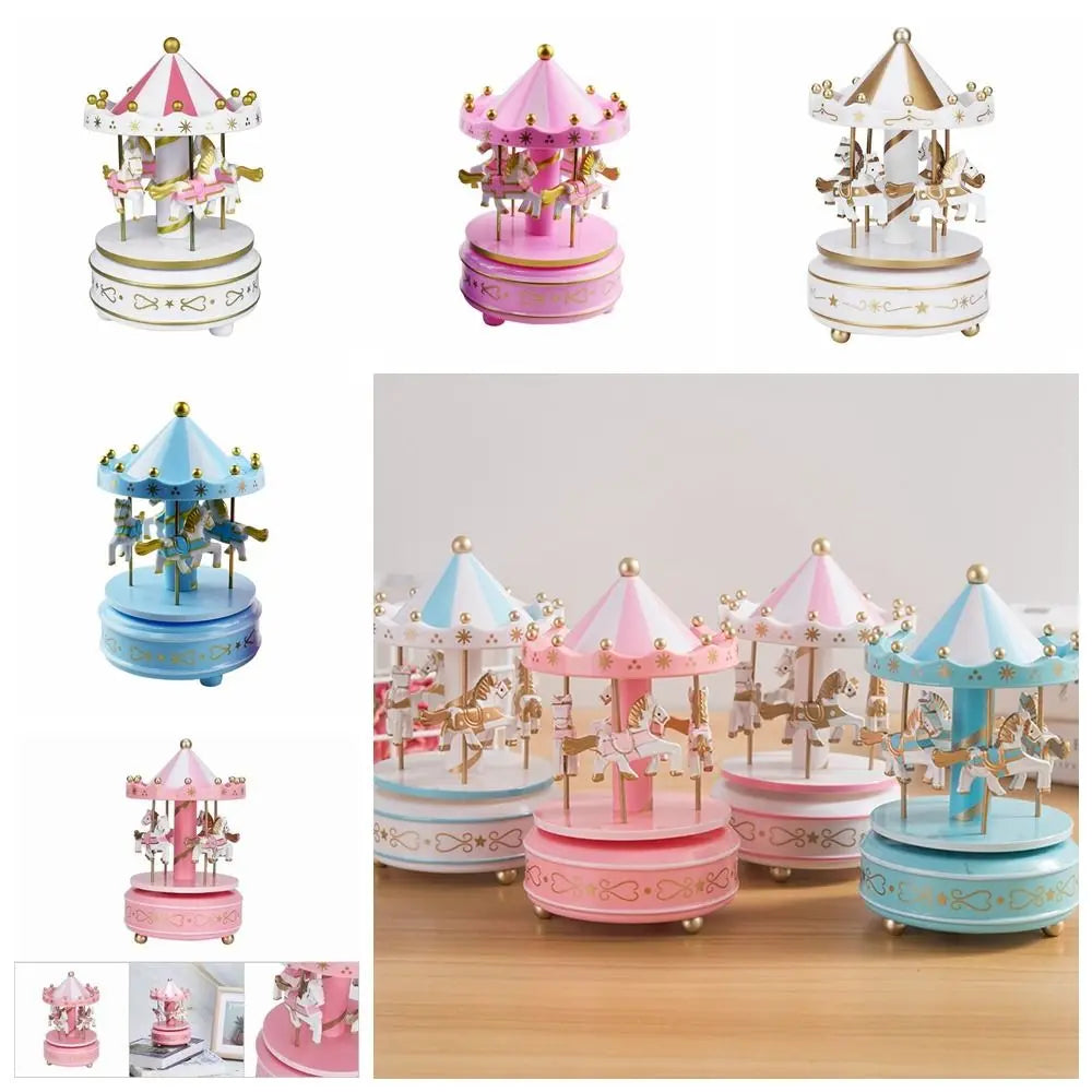 Creative Fantasy Christmas Holiday Decor Carousel Music Box Easy Use Carousel Ferris Wheel Ornaments