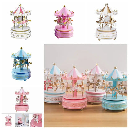 Creative Fantasy Christmas Holiday Decor Carousel Music Box Easy Use Carousel Ferris Wheel Ornaments