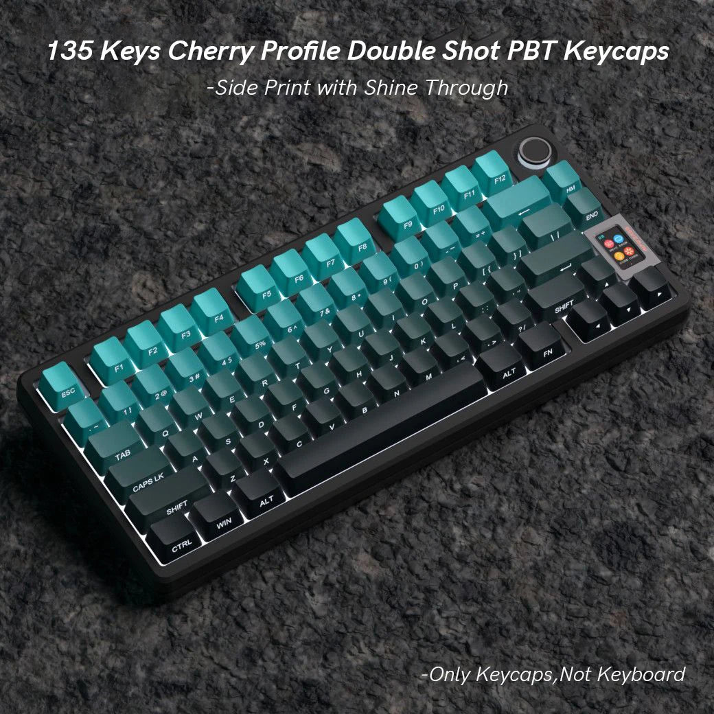 135 Keys Whale of Dream PBT Double Shot Keycaps Side Printed Shine Through Keycaps OEM Profile for MX Switches Gaming Keyboards