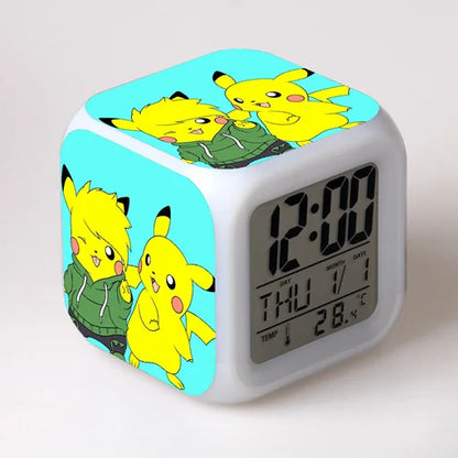 Pokemon Pikachu LED Glowing Alarms for Children Bedroom Decoration Kids Digital Glowings Alarm Clock Desk Decor Christmas Gift