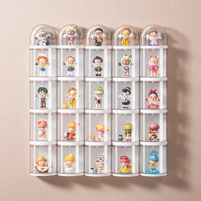 Transparent Acrylic Display Rack, Creative Capsule Rotating Doll Model Decorative Rack, Free of Holes, Wall-Mounted Vertical