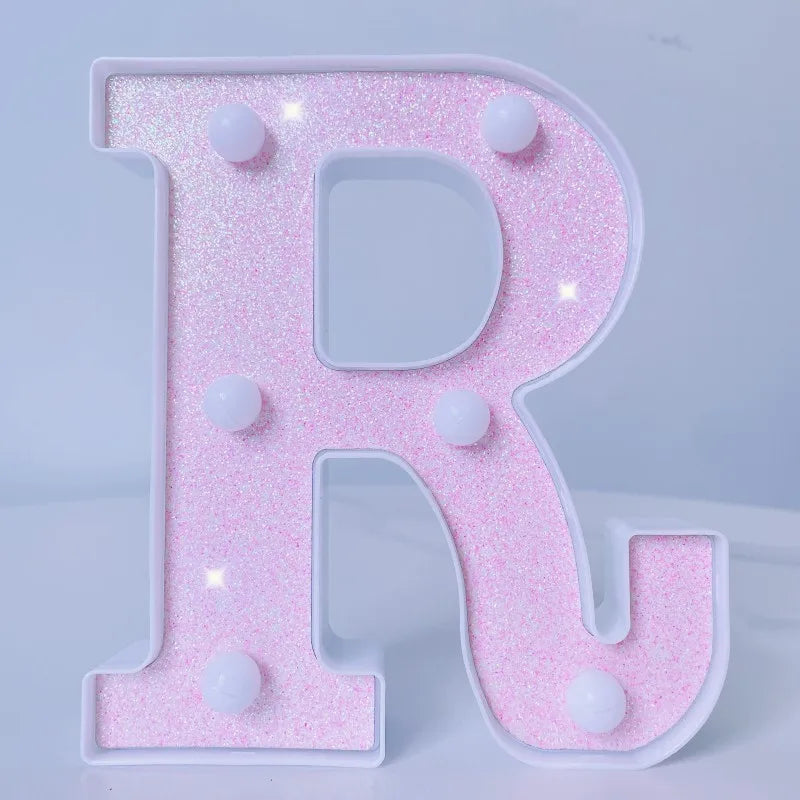 Pink Romantic Luxury LED Light 6.3-inch Pink Decorative Alphabet Number Light Battery Powered Christmas Decorative Light Wedding