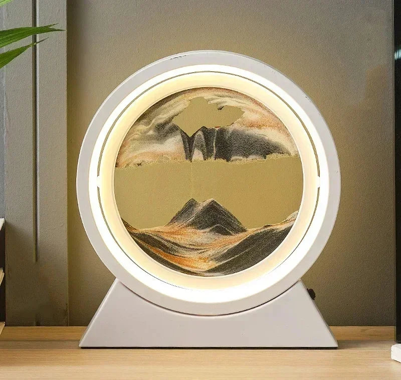 Sandscape Moving Sand Art Picture Table Lamp Quicksand Night Light 3D Hourglass Bedside Lamps Flowing Sand Painting Home Decor