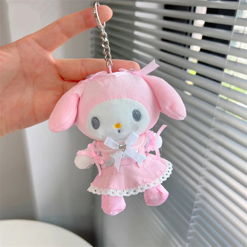 Sanrioed Kawaii Hello Kitty  Kuromi  Plush Doll Toys Pendant Cute Plush  Keychain Bag Pendant Christmas Gifts12CM