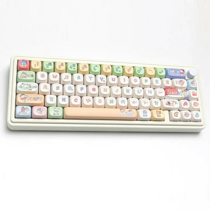 138 Keys MOA Profile PBT Keycap Cute Anime Crayon MX Switch Keyboard Cap for 60/64/84/98/108 Gaming Mechanical Keyboards Keycap