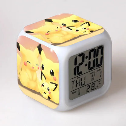 Pokemon Pikachu LED Glowing Alarms for Children Bedroom Decoration Kids Digital Glowings Alarm Clock Desk Decor Christmas Gift