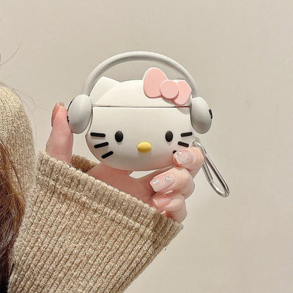 Sanrio Hello Kitty Case for Apple AirPods 1 2 3 Airpod Pro 3D Key Chain Wireless Earphone Bluetooth Headset Case Silicone Cover