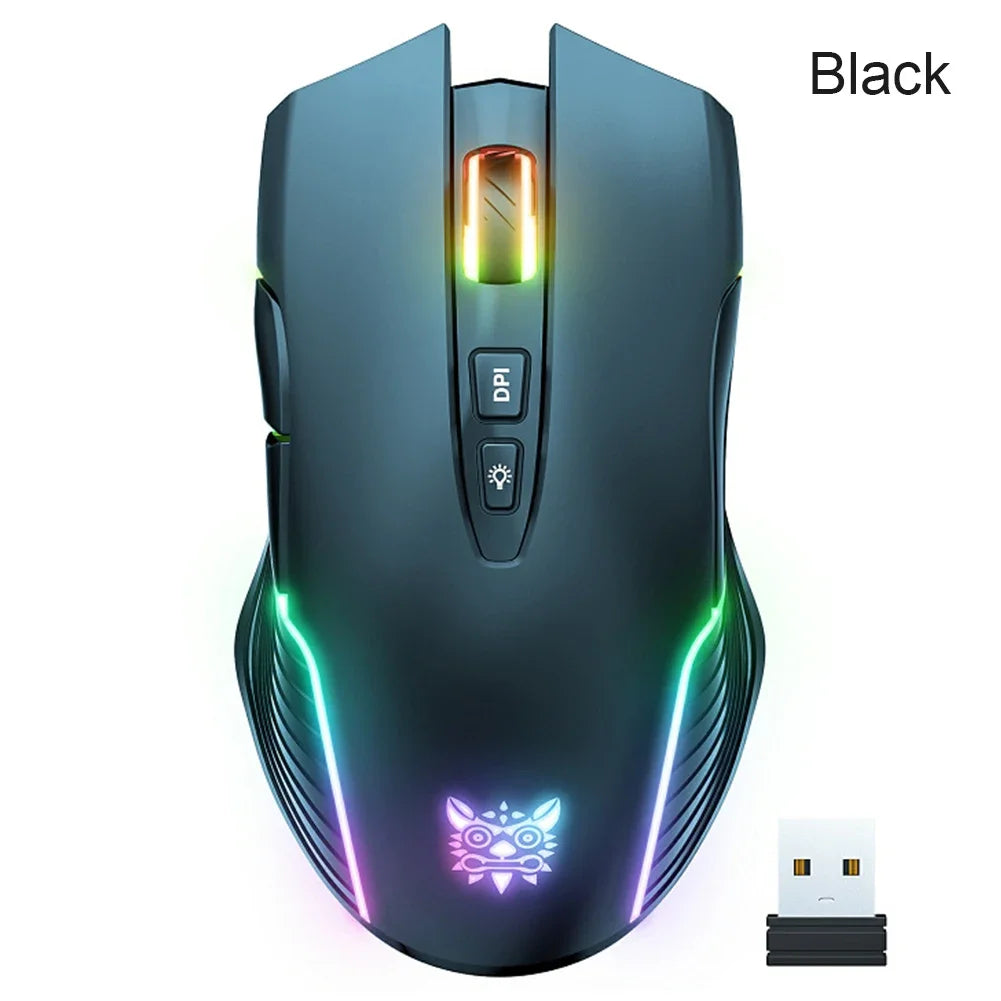 Onikuma 6400 DPI Wireless Gaming Mouse Breathing LED Optical USB 7 Buttons Pink Esport Gamer Computer Mice for Laptop PC CW905