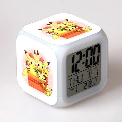 Pokemon Pikachu LED Glowing Alarms for Children Bedroom Decoration Kids Digital Glowings Alarm Clock Desk Decor Christmas Gift