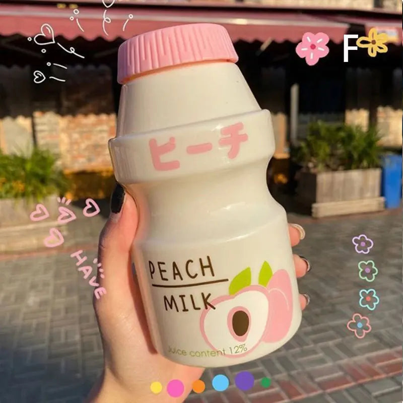 480ml Plastic Cute Water Bottle With Straps Carton Kawaii Tour Fruit Drinking Milk Portable Kids Water Cup