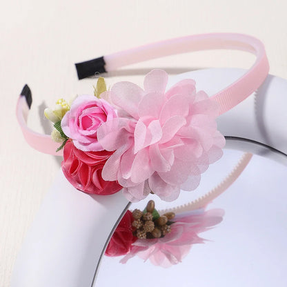 Handmade Head Flower Girls Headbands Baby Hairband Pearl Feather Wedding Princess Kids Dance Party Headwear Newborn Accessories