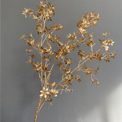 Gold Series Artificial Plants Leaf Wedding Supplies Flower Arrangement Materials Fake Floral Bouquet Christmas Home Decor Props