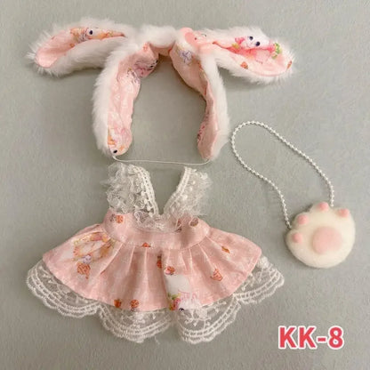 20cm doll replacememt clothes for 17cm Labubu outfit cotton doll cute and sweet Lolita dress  small skirt