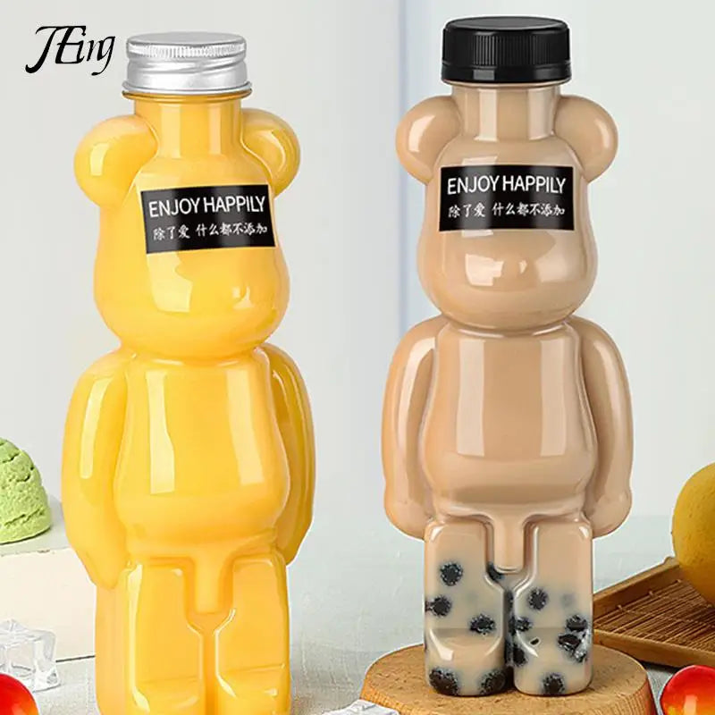 Cartoon Milk Tea Bottle Puppet Bear Shaped Thickened Net Red Juice Drink Milk Tea Milk Cup Water Bottle Cute Water Bottle