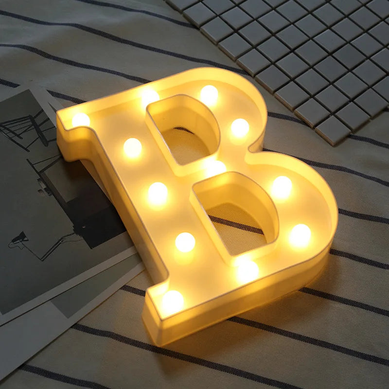 16/21CM DIY Luminous Lights LED Letter Night Light Creative Letters Alphabet Number Battery Lamp Romantic Party Decoration