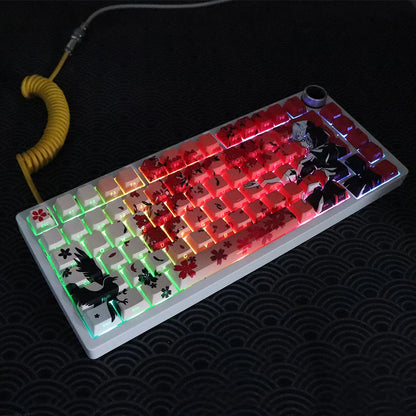 136 Key Raven Sakura PBT Double Shot Side Print Shine Backlit keycaps For MX Mechanical Keyboard 108 96 87 NJ80 84 68 64 61