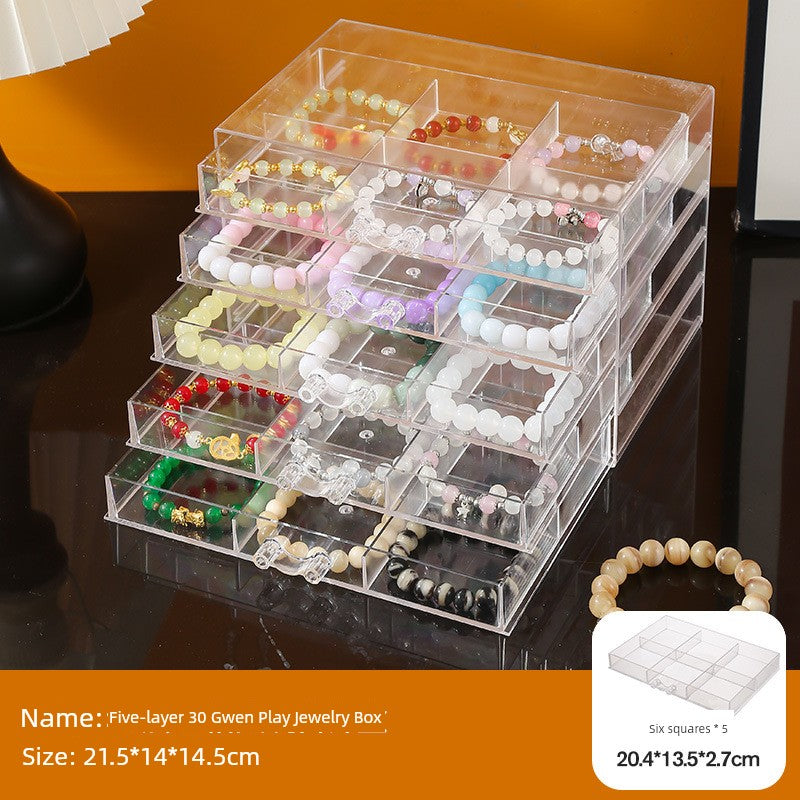 Transparent Large Capacity Drawer Ring Necklace Jewelry Box