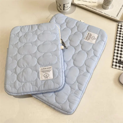 New Cloud Computer Bag Ipad Bag Cotton Large Capacity Storage Embroidery Zip Solid Colour Size 11/13/14 Portable Cute Organizer