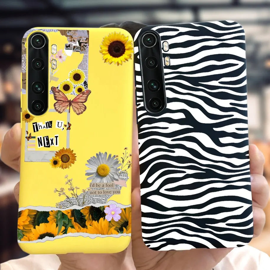 Case For Xiaomi Mi Note 10 Lite Back Cover Protective TPU Silicone Funda Fashion Flower Coque For Xiaomi Note 10 Lite Capa 6.47"