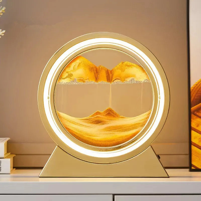 Moving Sand Art Picture Table Lamp Quicksand Night Light 3D Hourglass Room Lamps Flowing Sand Painting Home Decor Gift