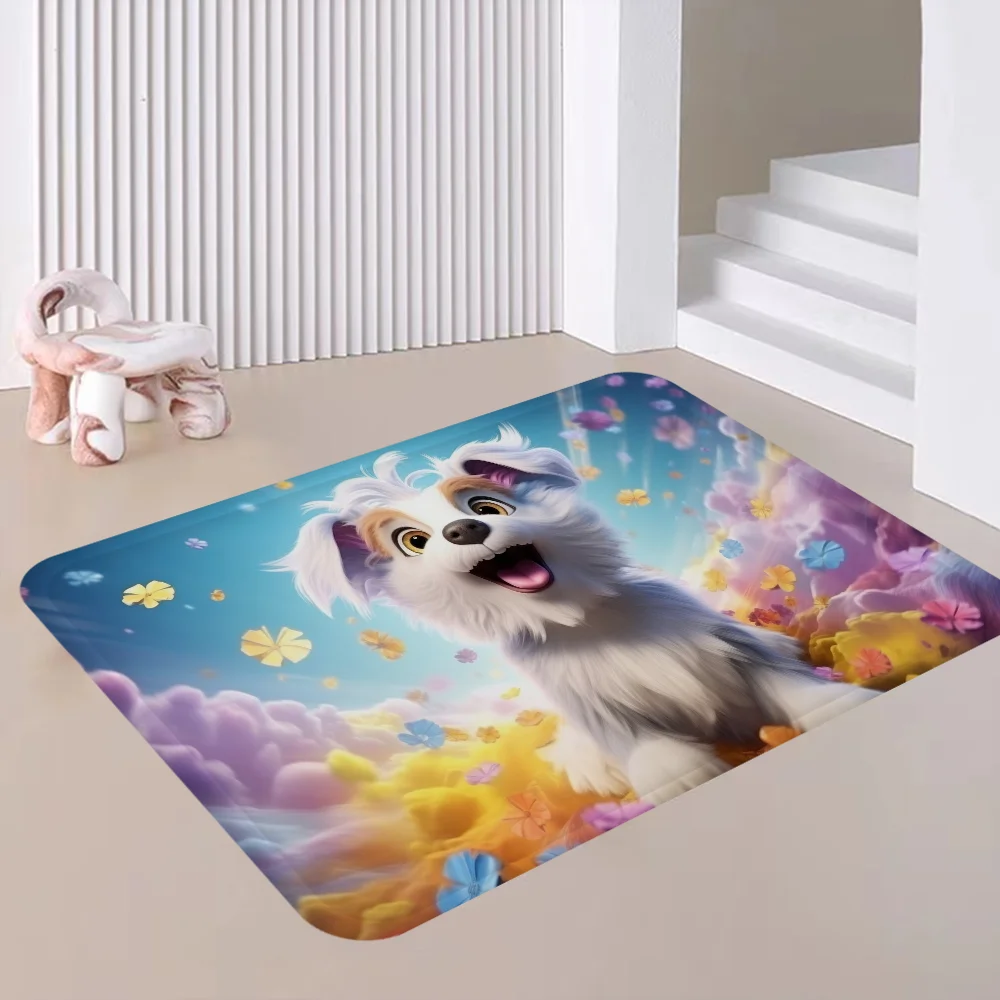 Cute Dog Long Rugs Cheaper Anti-slip Modern Living Room Balcony Printed Bedside Area Rugs