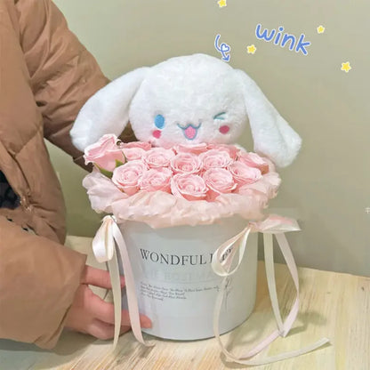 Sanrio Kawaii Cinnamoroll Plush Bouquet Anime Stuffed Plushine Doll Flower Collection Model Girl Birthday Valentine'S Day Gift