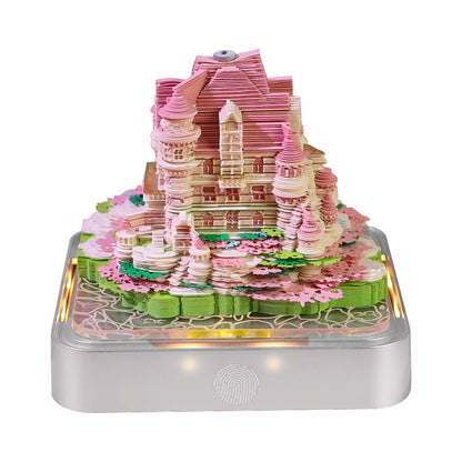 Omoshiroi Block 3D Artistic Notepads Love Castle Memo Notepad 3D Paper Carved Sticky Notes Birthday Gift For Mom