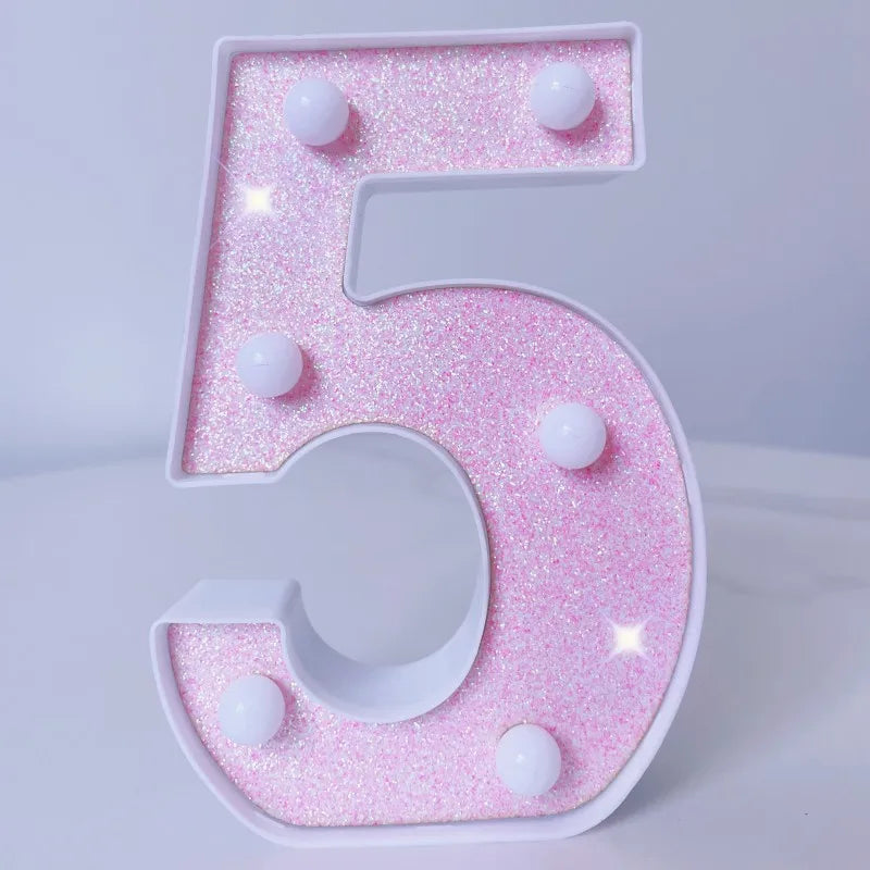 Luxury Alphabet Pink Letter LED Luminous Number Lamp  Battery Night Light for Home Birthday Wedding  Christmas Party Decoration