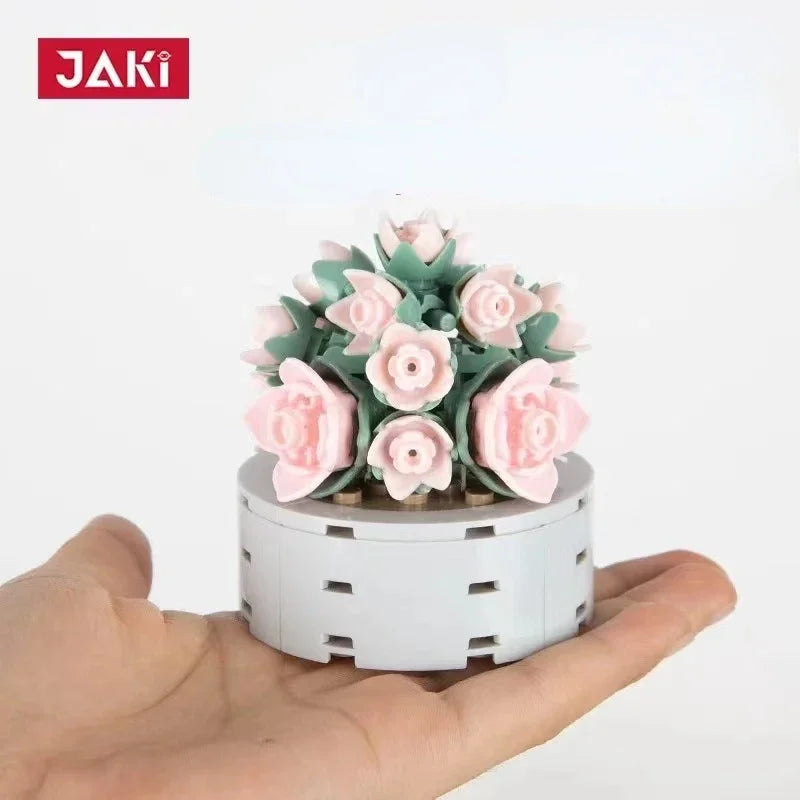 JAKI Blocks Teens Building Toys Bricks Girls Flowers Potted Plant Puzzle Home Decor Artificial Flowers Women Gift JK2710