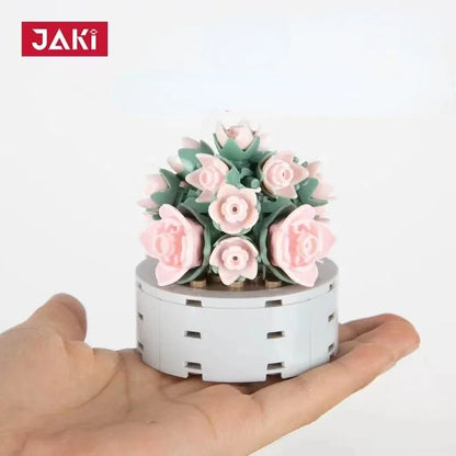 JAKI Blocks Teens Building Toys Bricks Girls Flowers Potted Plant Puzzle Home Decor Artificial Flowers Women Gift JK2710