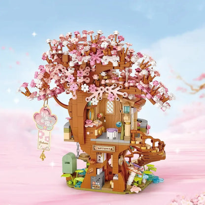 LOZ mini Blocks Kids Building Toys Puzzle  Cherry Blossoms Tree House Bricks Girls Gift Home Decor 1381