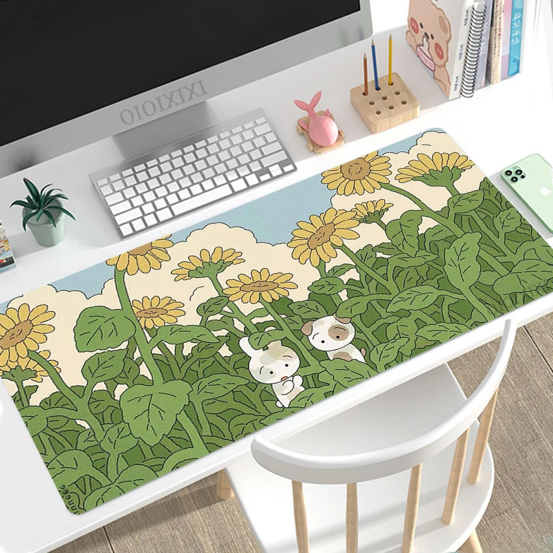 Cute Rabbit Green Anime Mouse Pad Gaming XL Large Home HD Mousepad XXL keyboard pad Office Soft Non-Slip Carpet PC Mice Pad