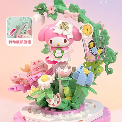 Keeppley Building Blocks Sanrio Music Box Kuromi My Melody Educational Splicing Toy Model Desktop Ornament Collection Gift