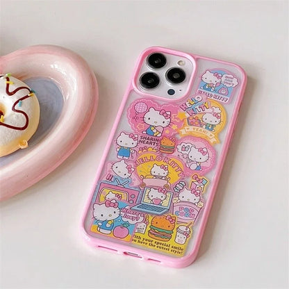 Sanrio Hello Kitty Kuromi Cartoon Phone Case For iPhone 16 15 14 13 12 11 ProMax XR XS 8 Plus Y2K Cute Soft Back Cover Pink Girl