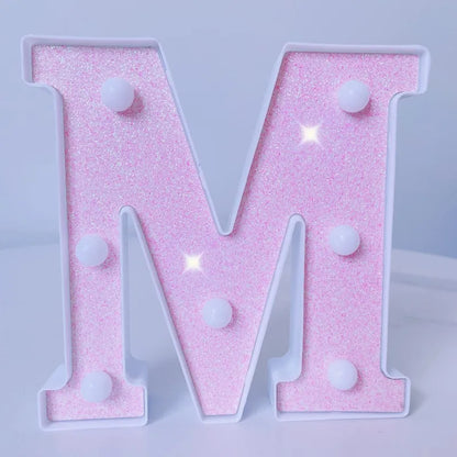 Luxury Alphabet Pink Letter LED Luminous Number Lamp  Battery Night Light for Home Birthday Wedding  Christmas Party Decoration