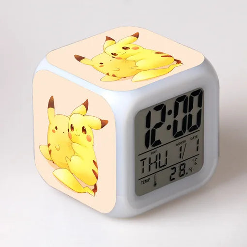 Pokemon Pikachu LED Glowing Alarms for Children Bedroom Decoration Kids Digital Glowings Alarm Clock Desk Decor Christmas Gift