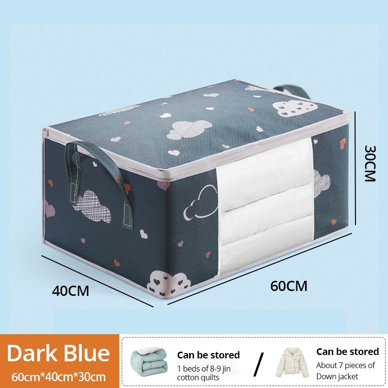 1pc Large Capacity Clothes Storage Bag Organizer With Reinforced Handle For Blankets Bedding Foldable With Zipper Storage Bag