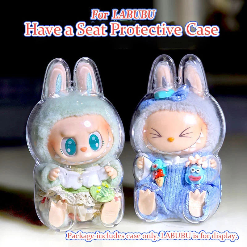 LABUBU Have A Seat Transparent Protective Case Labubu Plastic Case Backpack Charms