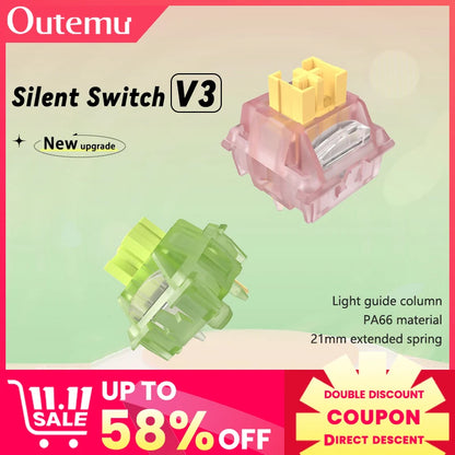 Outemu Silent Peach V3 Switch Lubed Silent Lemon V3 Switches Mechanical Keyboard Linear Tactile 5Pin Hot swap PA66 Pre Lubed POM