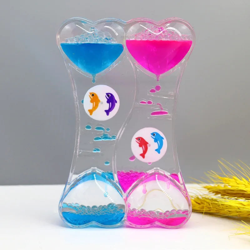 Liquid Oil Leakage Drops Peach Heart Acrylic Plastic Decoration Crafts Hourglass Student Gifts Children's Toy Festival