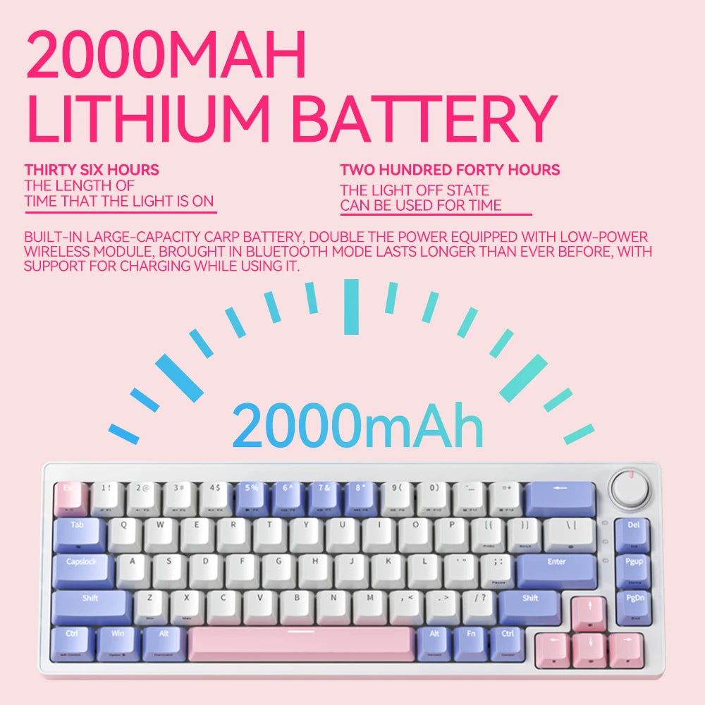 FuryCube ZA68 Pro(EN/RU)  68 Keys Mechanical Keyboard Hot Swappable 3 Modes PBT RGB 65% Gaming Keyboards Linear Switch