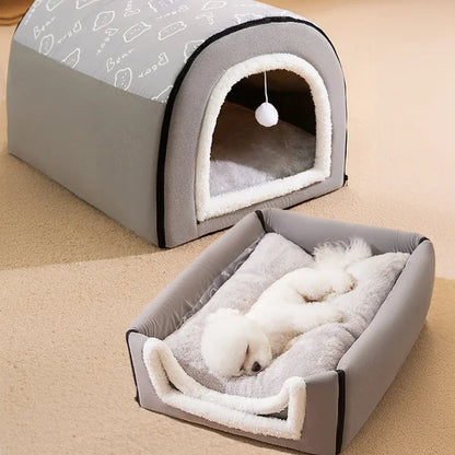 Big Dog Kennel Warm Winter Dog House Mat Detachable Washable Dogs Bed Nest Deep Sleep Tent for Medium Large Dogs House Supplies