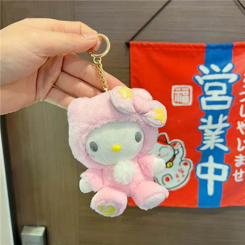 Sanrioed Kawaii Hello Kitty  Kuromi  Plush Doll Toys Pendant Cute Plush  Keychain Bag Pendant Christmas Gifts12CM