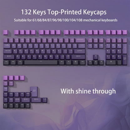 136 Key Side Print Gradient Red Cherry Profile PBT keycaps Double Shot Shine Through Backlit Key Caps For MX Mechanical Keyboard